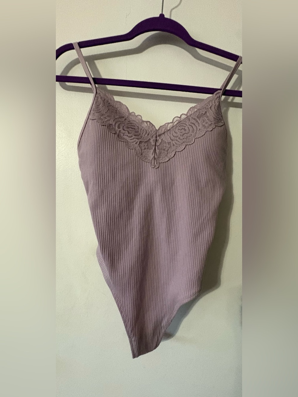 PINK Victoria's Secret Lace-Trim Ribbed Cami - Dusty Mauve
